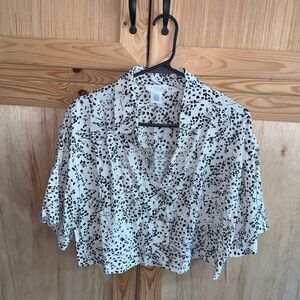 Kirious Los Angeles NWT rayon linen blend crop shirt blouse size L